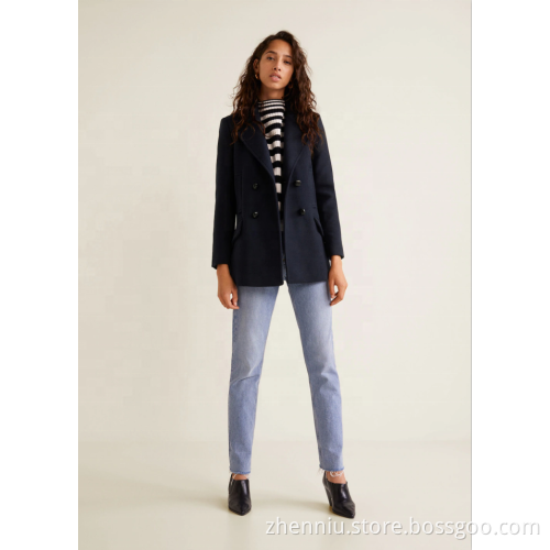 Junge Damen Regular Slim Fake Wollmantel